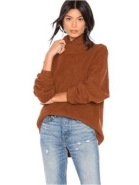 Free People Rust Brown Turtleneck Sweater